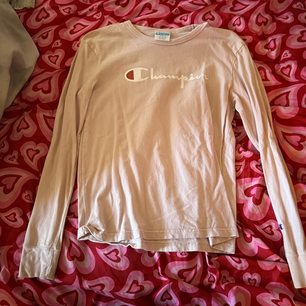 Pink champion, long sleeve shirt, size small